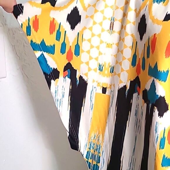 Jealous Tomato Colorful Printed Shift Dress with Bow Below Chest, Size 1X - Picture 6 of 10